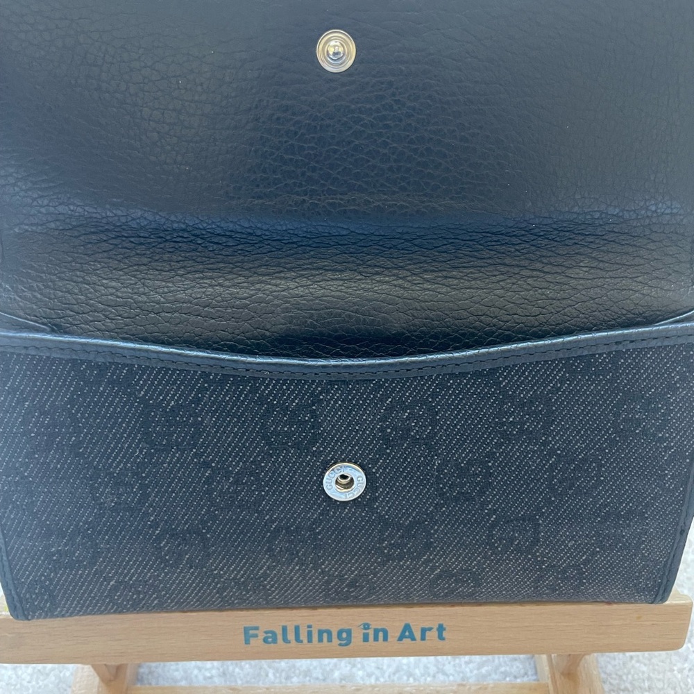GUCCI Wallet Interlocking G Studs Long GG Canvas & Leather Black Bifold - Picture 5 of 17